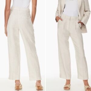 WILRED EFFORTLESS WIDE LEG CROPPED LINEN BLEND NEUTRAL ARTZIA PANTS SIZE SMALL